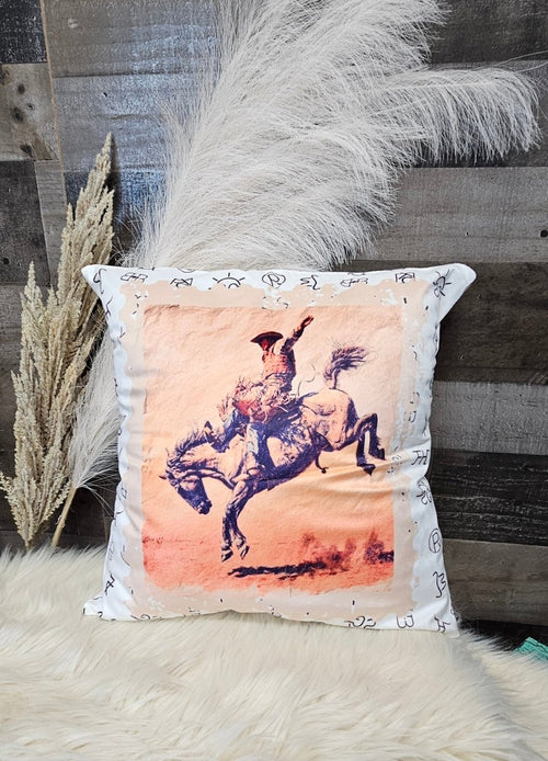 Baha Ranch Vintage Rodeo Stamp Throw Pillow Made in America - Qu!rk Boutique