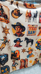 Baha Ranch Vintage Cowboy Collage Ultra-Soft Micro Fleece Blanket 60" x 80" Made in America - Qu!rk Boutique