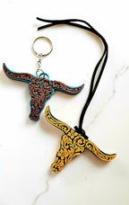 3d Print Tooled Longhorn Keychain or Purse Charm Ornament - Made in America - choice of colors - Qu!rk Boutique