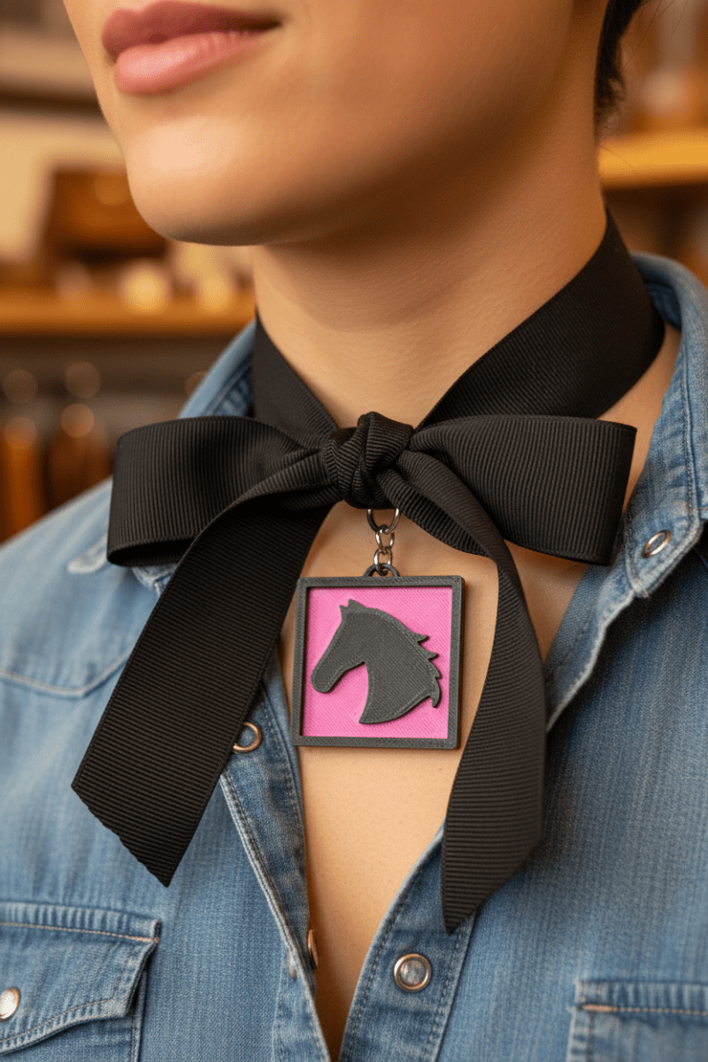3D Print Picture Necklace on Deerskin Leather Western Cowboy Horse Hat Boot Made in America - Qu!rk Boutique