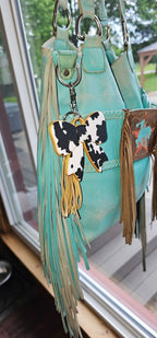 3d Print Puffy Bow Trend Keychain Fringe Cow Print Western Made in America - Qu!rk Boutique