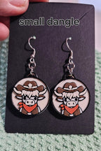 3d Western Cowgirl Cowboy Highland Cow Theme - Necklace, Purse Charm, Earrings, Keychain, Magnet - Qu!rk Boutique