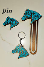 Baha Ranch Year of the Horse Tooled 3d Print Bookmark Keychain Hatpin Magnet Purse Charm Made in America - Qu!rk Boutique