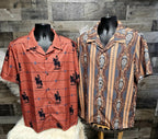 Baha Ranch Mocha Aztec Hawaiian Shirt Made in America - Qu!rk Boutique