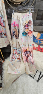 Baha Ranch Danilo Painted Cowgirl Satin Long Pajamas - Qu!rk Boutique