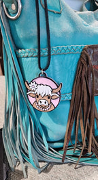 3d Western Cowgirl Cowboy Highland Cow Theme - Necklace, Purse Charm, Earrings, Keychain, Magnet - Qu!rk Boutique