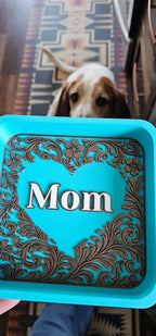 Baha Ranch 3d Print Western Longhorn Cowboy Cowgirl Accessory Tooled Tray - Qu!rk Boutique