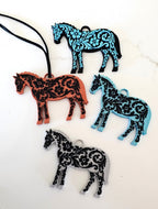 Baha Ranch 3D Print Floral Tooled Horse Charm or Keychain Made in America - Qu!rk Boutique
