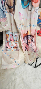 Baha Ranch Danilo Painted Cowgirl Satin Long Pajamas - Qu!rk Boutique