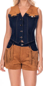 Giddy Up Cowgirl Fringe Vest Shorts Set Outfit - Qu!rk Boutique
