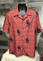 Baha Ranch Brown Saddle Up Western Hawaiian Shirt Made in America - Qu!rk Boutique