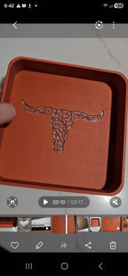 Baha Ranch 3d Print Western Longhorn Cowboy Cowgirl Accessory Tooled Tray - Qu!rk Boutique