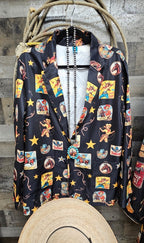 Baha Ranch Vintage Cowgirl Collage Western Blazer - Qu!rk Boutique