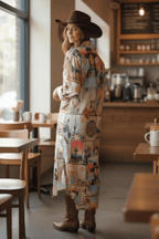 Colores de Mexico Pictures of the Southwest Button-Up Long Sleeve Shirt Dress Duster - Qu!rk Boutique