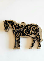Baha Ranch 3D Print Floral Tooled Horse Charm or Keychain Made in America - Qu!rk Boutique