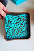 Baha Ranch 3d Print Western Longhorn Cowboy Cowgirl Accessory Tooled Tray - Qu!rk Boutique
