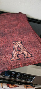 Monogrammed Initial Western Leather Look Saddle Longhorn Cowboy Cowgirl Kitchen Dish Towels Made in America - Qu!rk Boutique