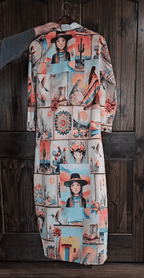 Colores de Mexico Pictures of the Southwest Button-Up Long Sleeve Shirt Dress Duster - Qu!rk Boutique