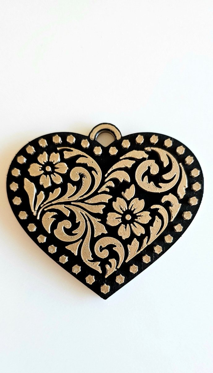 3d Printed Tooled Cowboy Cowgirl Heart Keychain or Purse Charm - Qu!rk Boutique