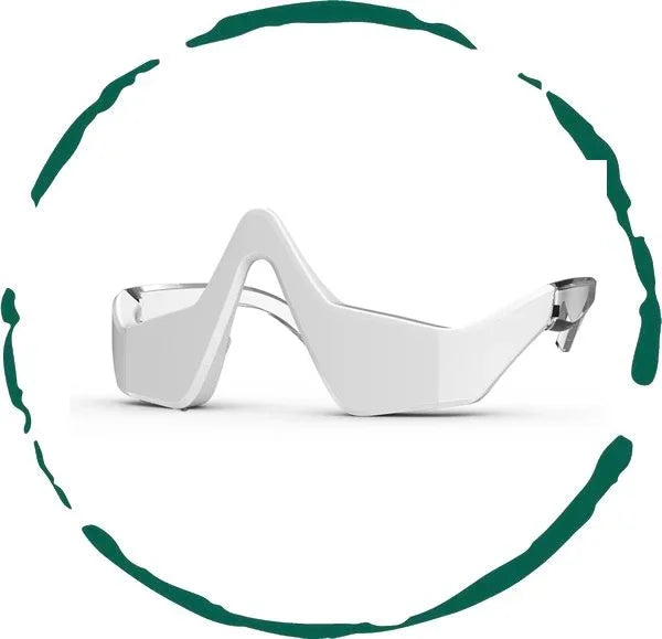 Futuristic white sunglasses with sharp geometric frames, cosmic couture accessory at Qu!rk Boutique
