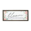 Floral framed sign with 'bloom where you are planted' quote, Qu!rk Boutique home decor gift