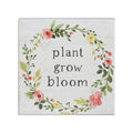 Floral wood sign with 'plant grow bloom' quote, garden gift at Qu!rk Boutique & Gift Shop