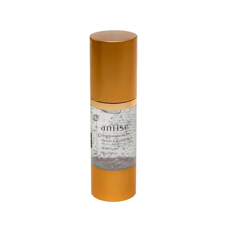 Anise Ultra Immune Serum vitamin C skincare bottle with gold cap, boutique beauty product