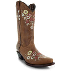 Women's Snipped Toe Western Boots | Floral Showstopper Cowgirl Boots (M50044) - Qu!rk Boutique