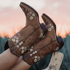 Women's Snipped Toe Western Boots | Floral Showstopper Cowgirl Boots (M50044) - Qu!rk Boutique