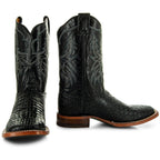 Black Caiman Belly Print Men's Cowboy Boots H4001 - Qu!rk Boutique