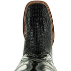 Black Caiman Belly Print Men's Cowboy Boots H4001 - Qu!rk Boutique