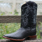 Black Caiman Belly Print Men's Cowboy Boots H4001 - Qu!rk Boutique