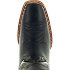 Black Square Toe Leather Cowboy Boots H4002 - Qu!rk Boutique