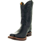 Black Square Toe Leather Cowboy Boots H4002 - Qu!rk Boutique