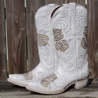 White Rose Inlayed Women's Cowgirl Boots (M50032) - Qu!rk Boutique