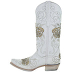 White Rose Inlayed Women's Cowgirl Boots (M50032) - Qu!rk Boutique
