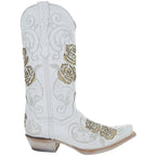 White Rose Inlayed Women's Cowgirl Boots (M50032) - Qu!rk Boutique
