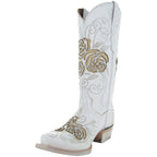 White Rose Inlayed Women's Cowgirl Boots (M50032) - Qu!rk Boutique