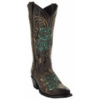 Turquoise Rose Inlayed Women's Cowgirl Boots (M50032) - Qu!rk Boutique