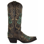 Turquoise Rose Inlayed Women's Cowgirl Boots (M50032) - Qu!rk Boutique