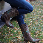 Turquoise Rose Inlayed Women's Cowgirl Boots (M50032) - Qu!rk Boutique
