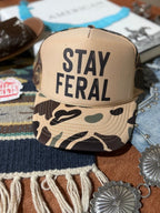 Stay Feral Camo Trucker Hat - Qu!rk Boutique