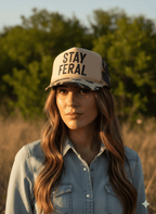 Stay Feral Camo Trucker Hat - Qu!rk Boutique