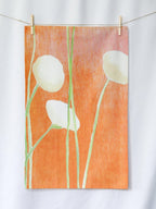 💚 Tea Towel: Cream Flowers on Orange - Qu!rk Boutique