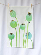 💚 Tea Towel: Poppy Pods on Ecru - Qu!rk Boutique