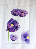 💚 Tea Towel: Purple Poppies on Snow - Qu!rk Boutique