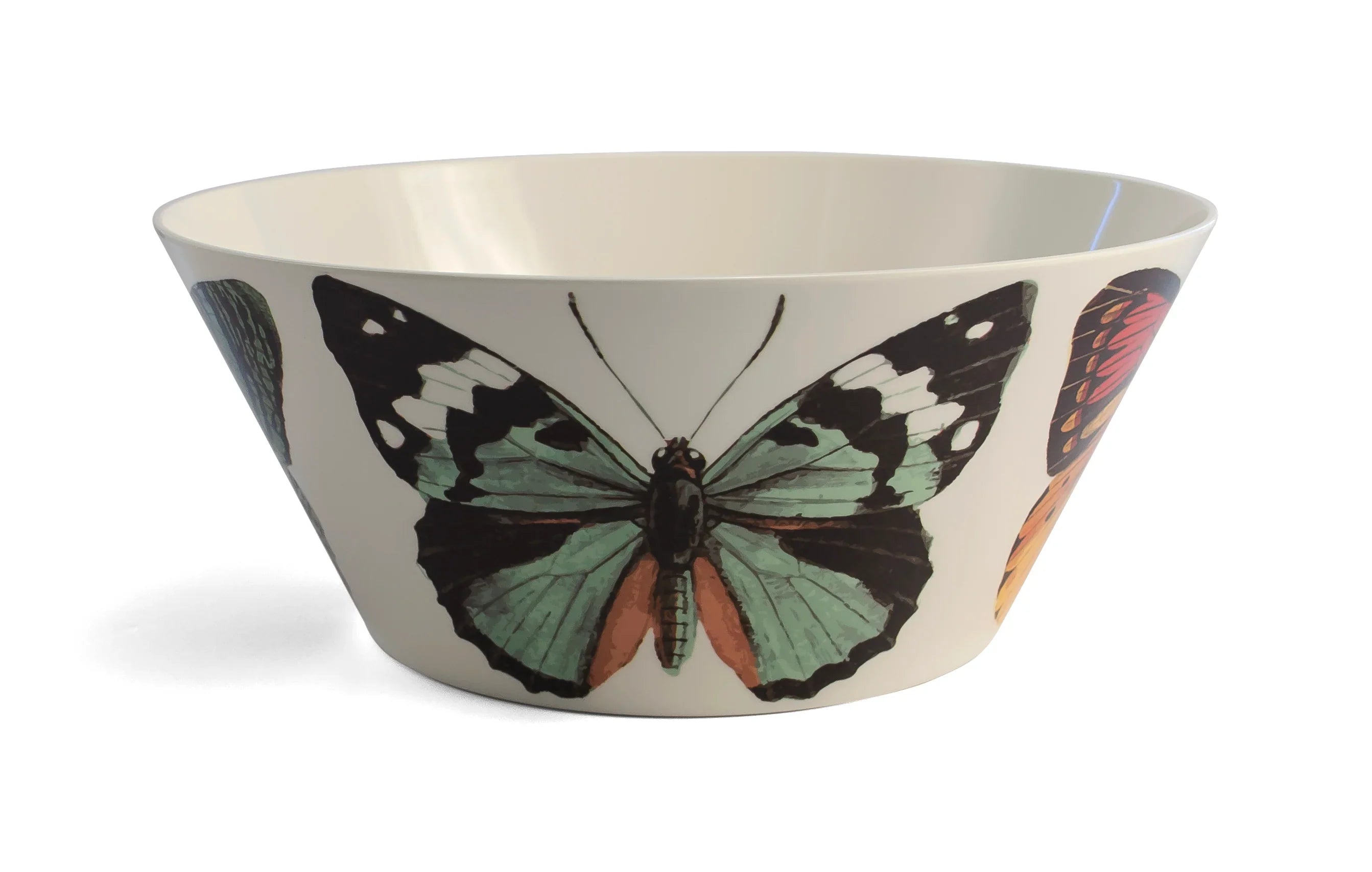 Artist-designed ceramic bowl with colorful butterfly illustrations from Qu!rk Boutique