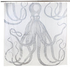 Octopus Silver Metallic Shower Curtain 72"x72" - Qu!rk Boutique