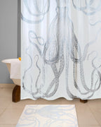 Octopus Silver Metallic Shower Curtain 72"x72" - Qu!rk Boutique
