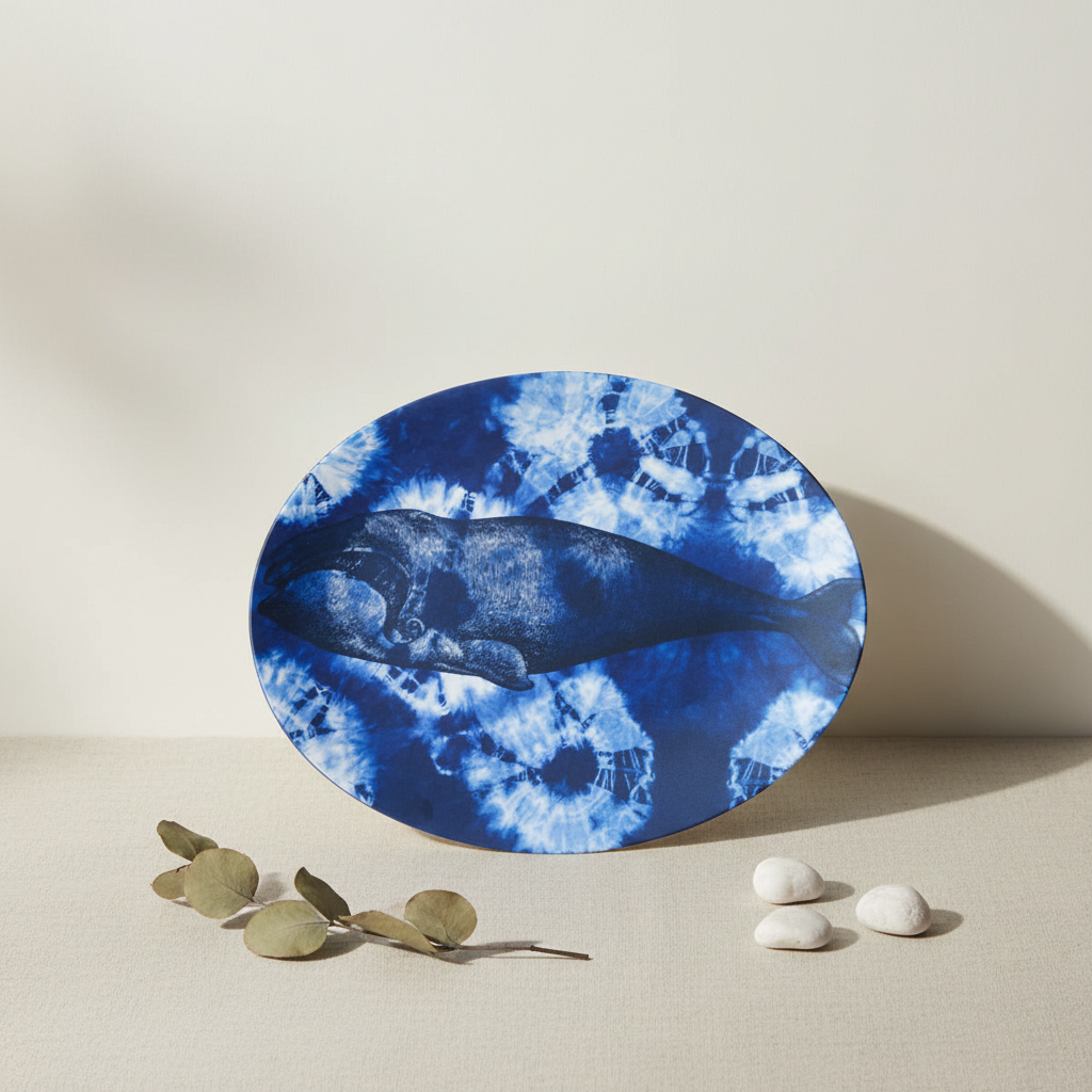 Shibori Whale Tray